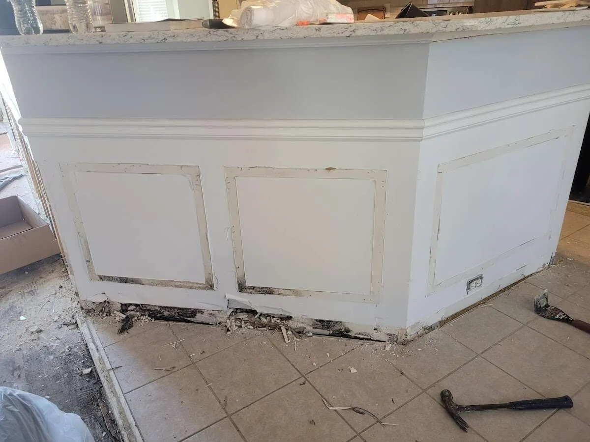 Water damage and mold on kitchen during Storm Damage Restoration in New Haven